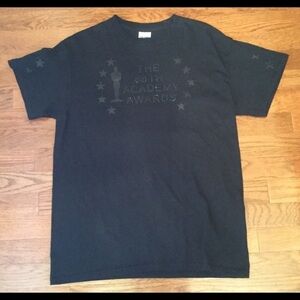 MENS BLACK T-SHIRT AWARDS OSCAR GLITTER ACADEMY